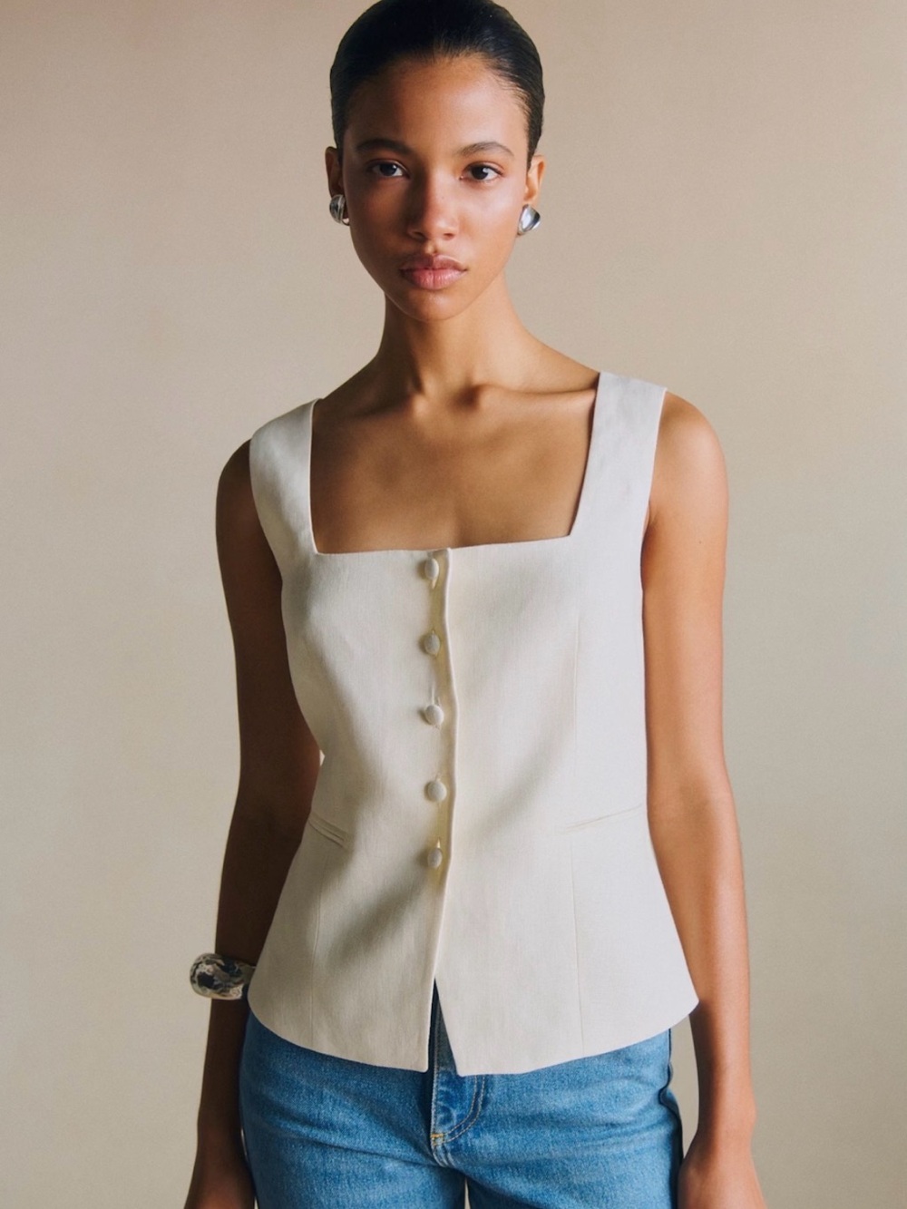 Zelinda Ivory Linen Top